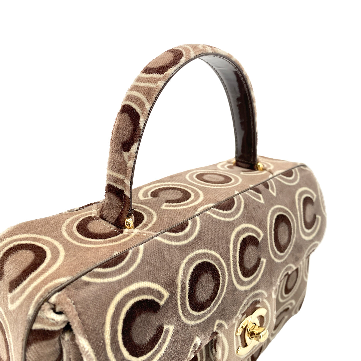 CHANEL VINTAGE COCO HAND BAG BROWN VELOR 90297510