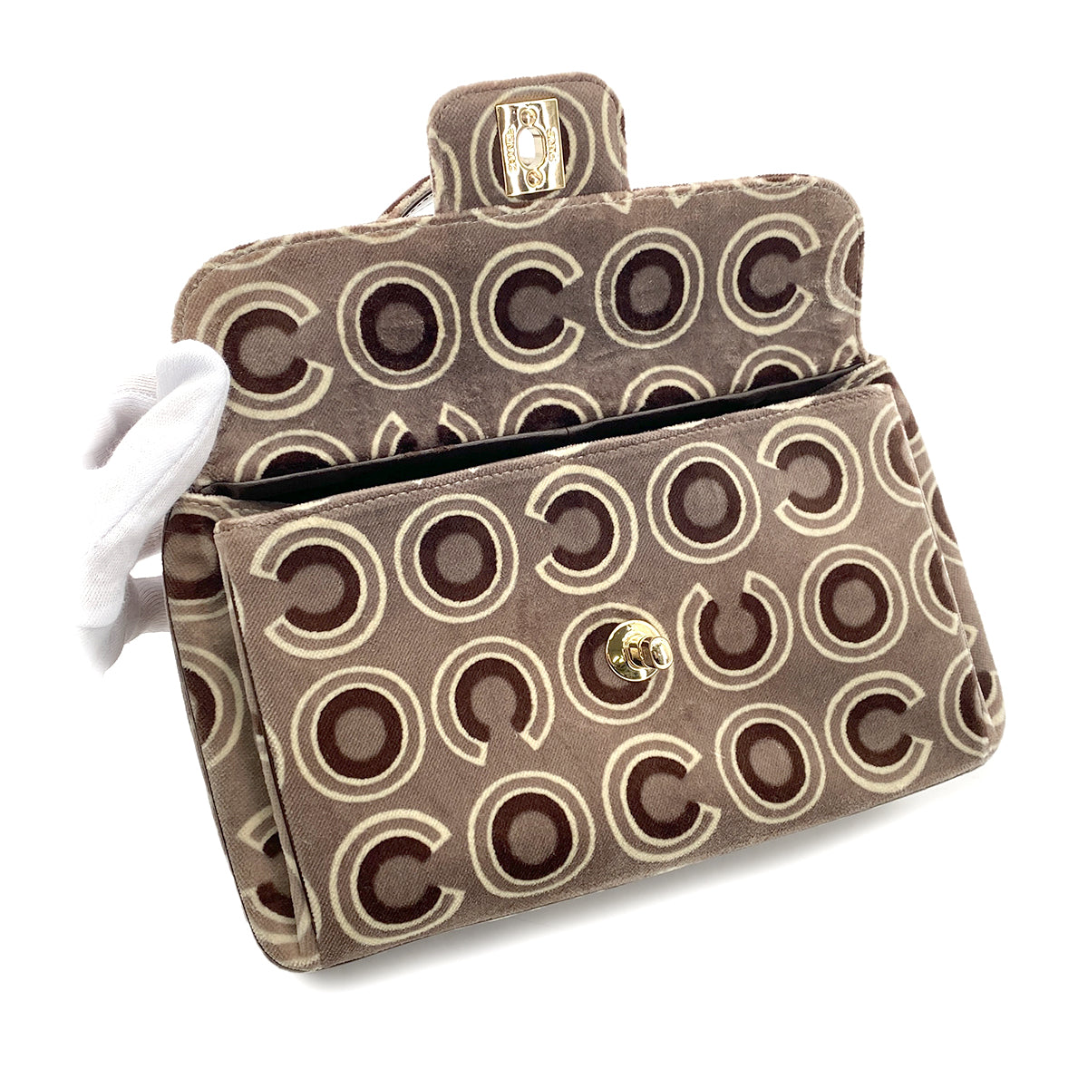 CHANEL VINTAGE COCO HAND BAG BROWN VELOR 90297510