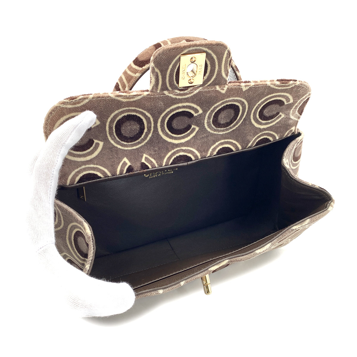 CHANEL VINTAGE COCO HAND BAG BROWN VELOR 90297510