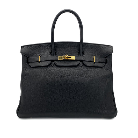 HERMES BIRKIN 35 BLACK TOGO HAND BAG □G GHW 90297513