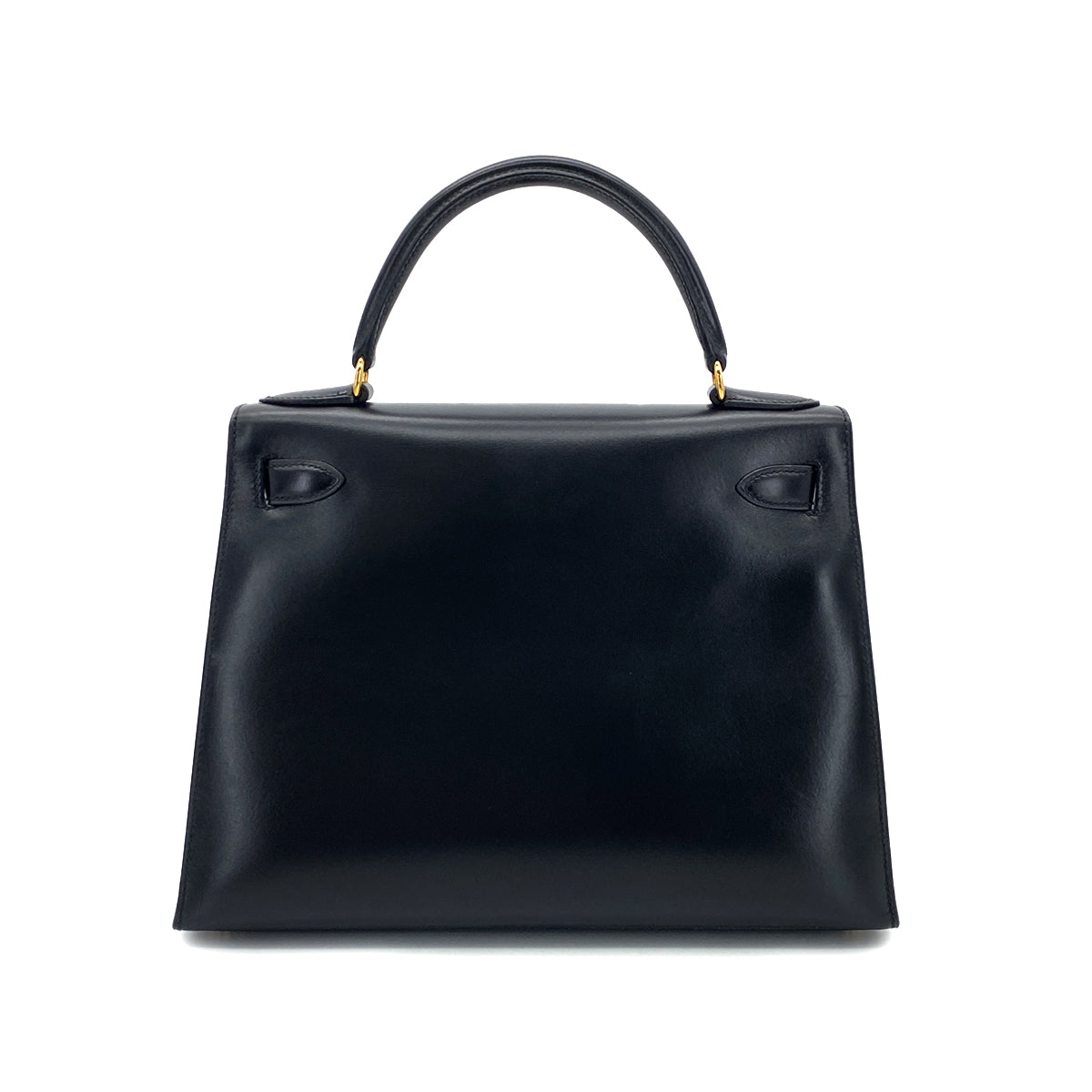 HERMES KELLY 28 SELLIER BLACK BOXCALF HAND SHOULDER BAG □A GHW 90297514