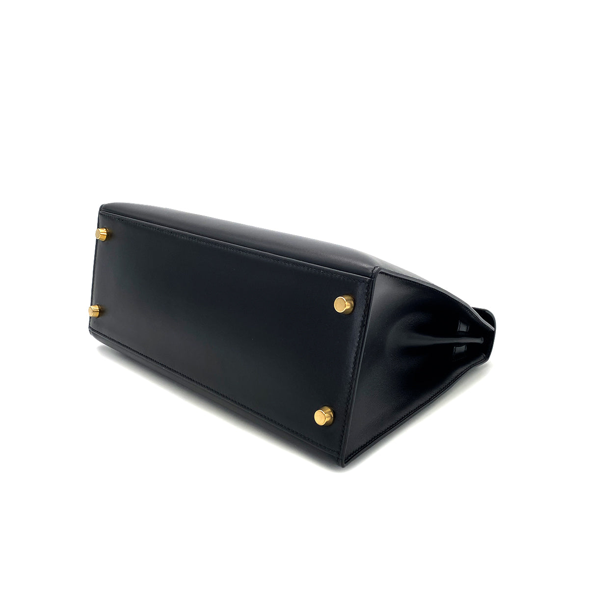 HERMES KELLY 28 SELLIER BLACK BOXCALF HAND SHOULDER BAG □A GHW 90297514