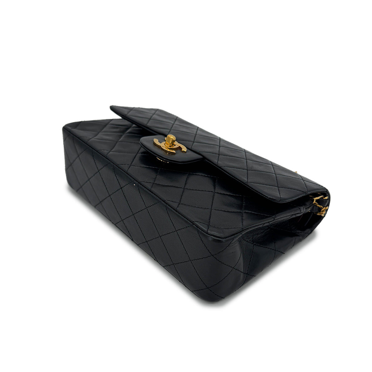 CHANEL VINTAGE CLASSIC FLAP SMALL CHAIN SHOULDER BAG BLACK LAMB SKIN 90297516