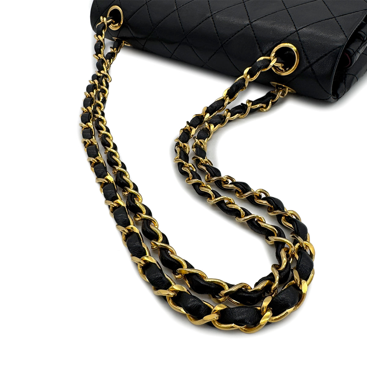 CHANEL VINTAGE CLASSIC FLAP SMALL CHAIN SHOULDER BAG BLACK LAMB SKIN 90297516