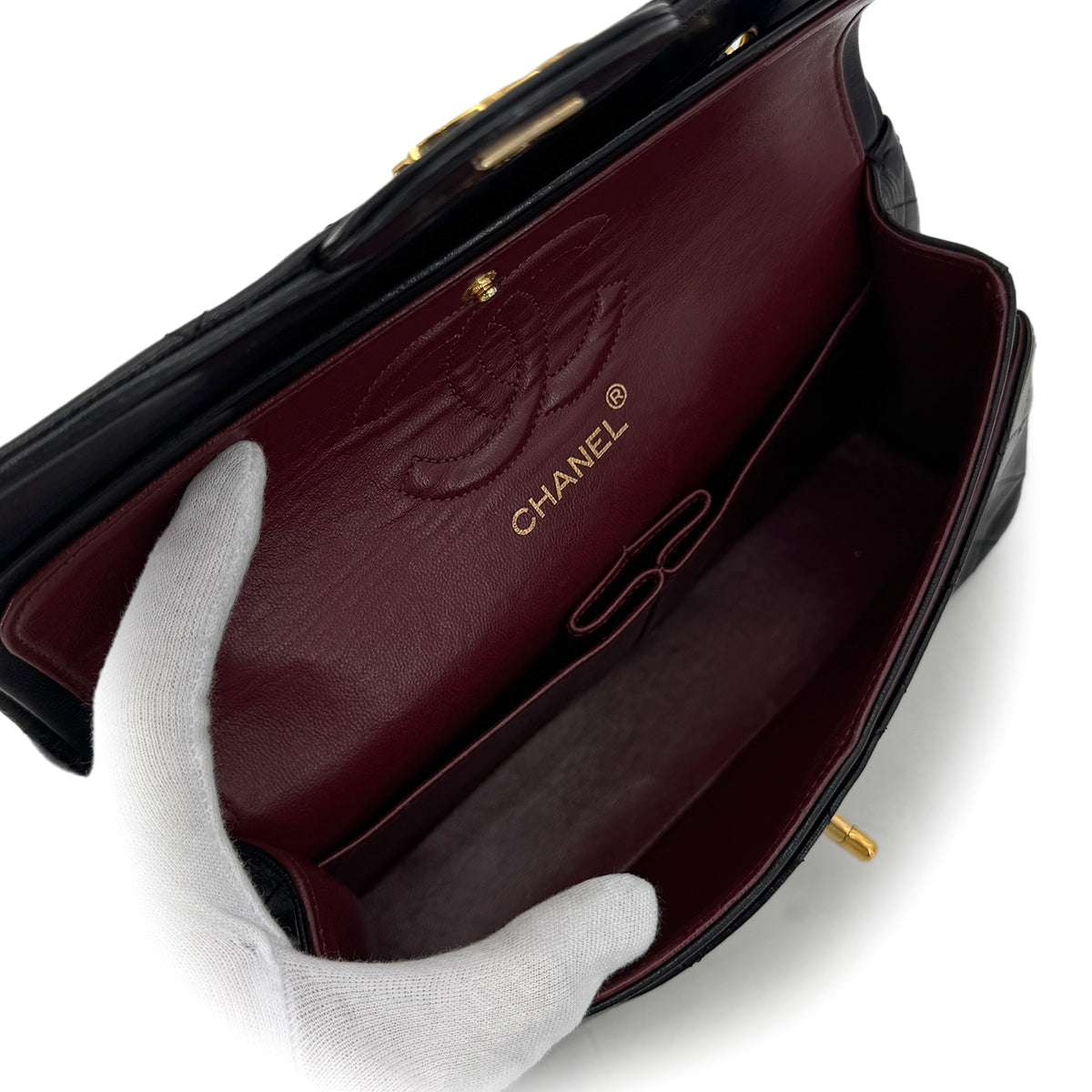 CHANEL VINTAGE CLASSIC FLAP SMALL CHAIN SHOULDER BAG BLACK LAMB SKIN 90297516