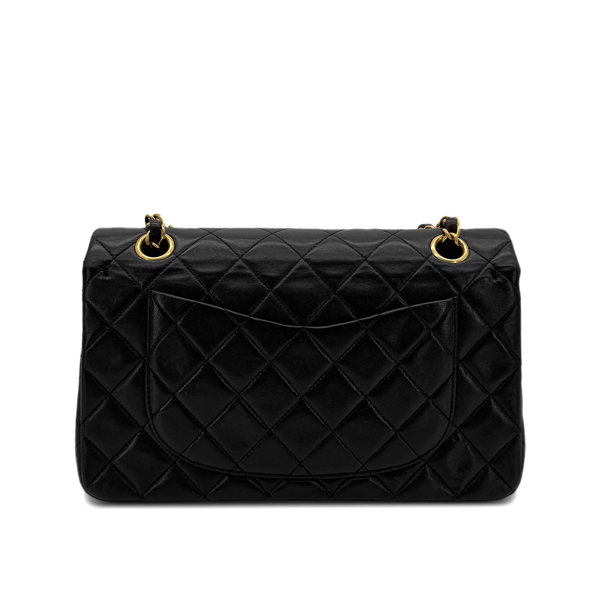 CHANEL VINTAGE CLASSIC FLAP SMALL CHAIN SHOULDER BAG BLACK LAMB SKIN 90297524