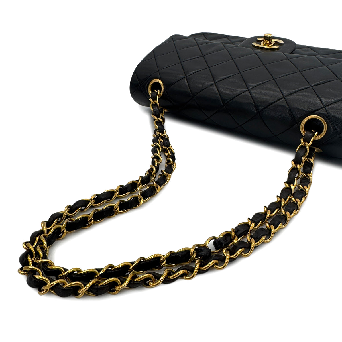 CHANEL VINTAGE CLASSIC FLAP SMALL CHAIN SHOULDER BAG BLACK LAMB SKIN 90297524