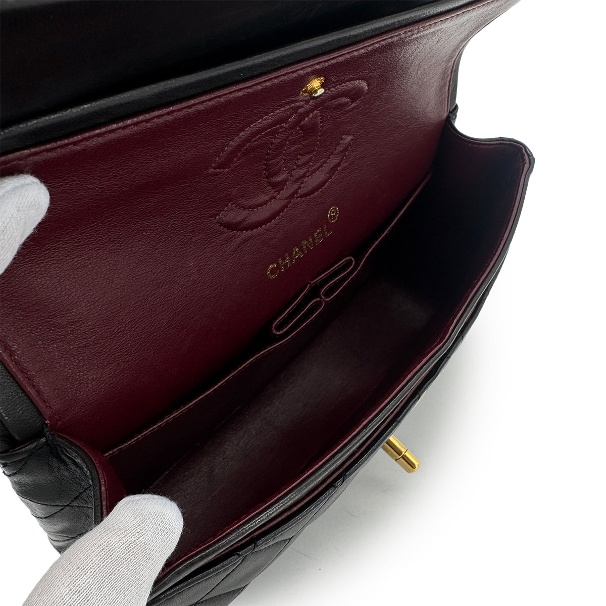 CHANEL VINTAGE CLASSIC FLAP SMALL CHAIN SHOULDER BAG BLACK LAMB SKIN 90297524