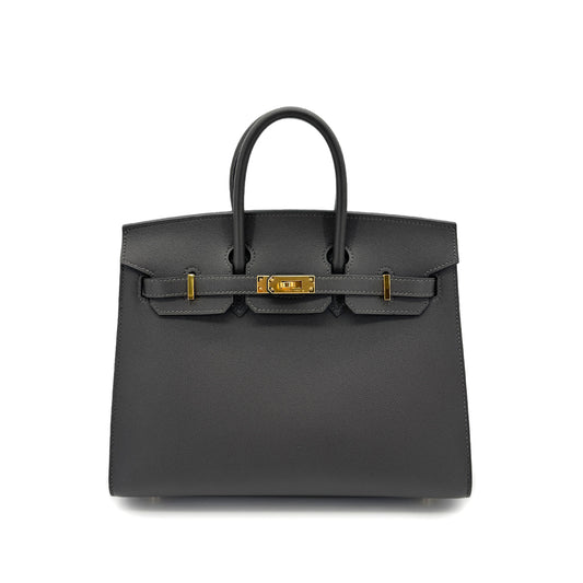 HERMES BIRKIN 25 SELLIER GRAPHITE VEAU MADAME HAND BAG Z GHW 90298151