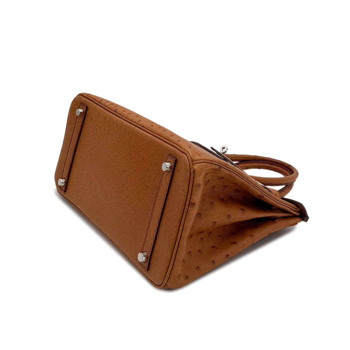 HERMES BIRKIN 30 CHESTNUT OSTRICH HAND BAG □I SHW 90298153