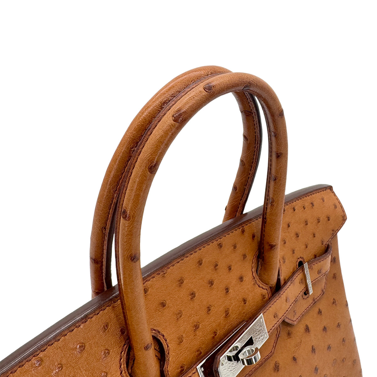 HERMES BIRKIN 30 CHESTNUT OSTRICH HAND BAG □I SHW 90298153