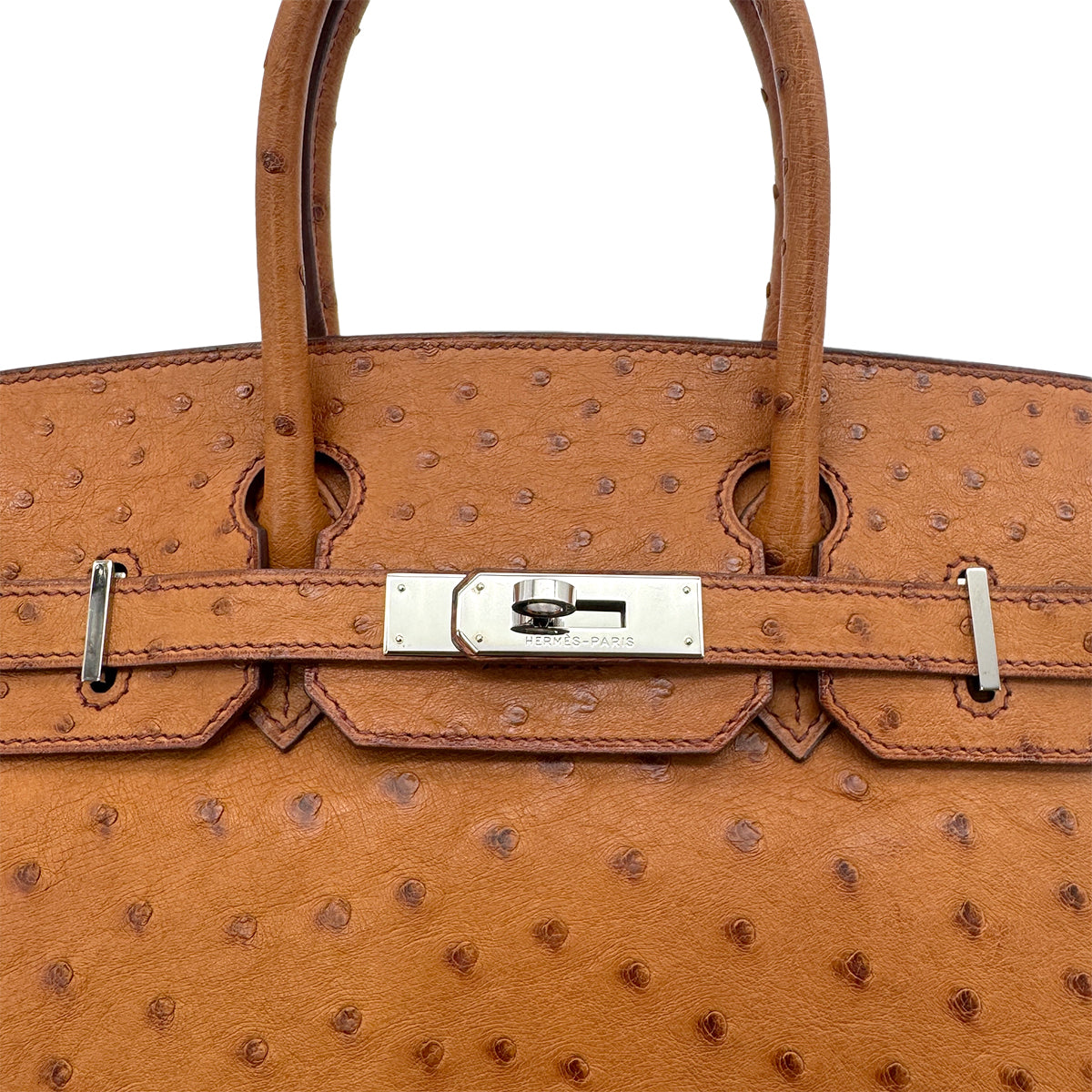 HERMES BIRKIN 30 CHESTNUT OSTRICH HAND BAG □I SHW 90298153