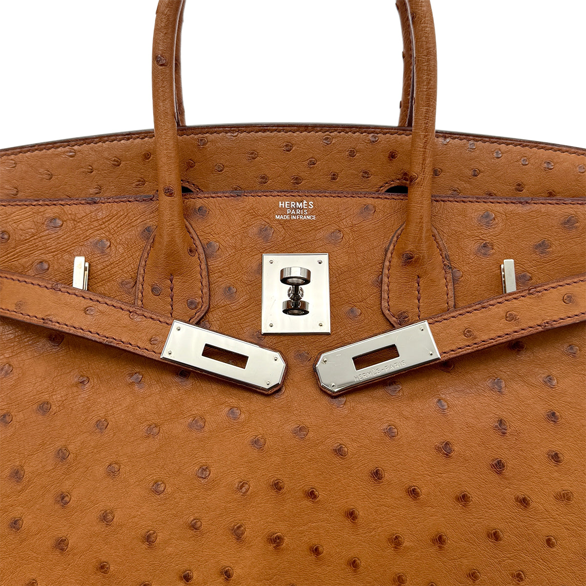 HERMES BIRKIN 30 CHESTNUT OSTRICH HAND BAG □I SHW 90298153