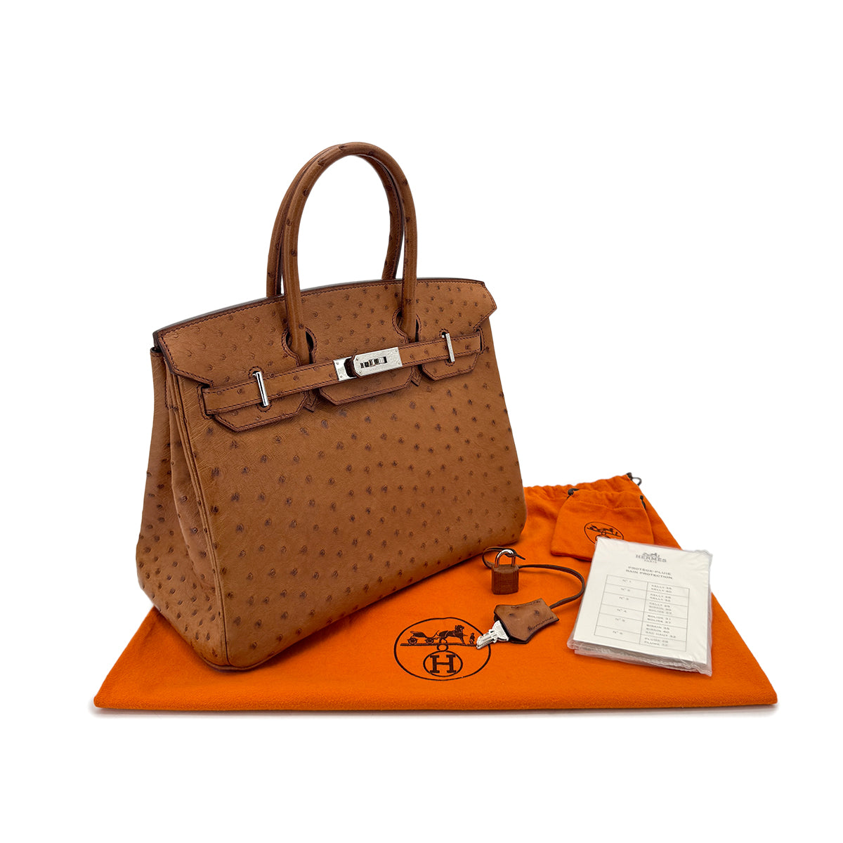 HERMES BIRKIN 30 CHESTNUT OSTRICH HAND BAG □I SHW 90298153
