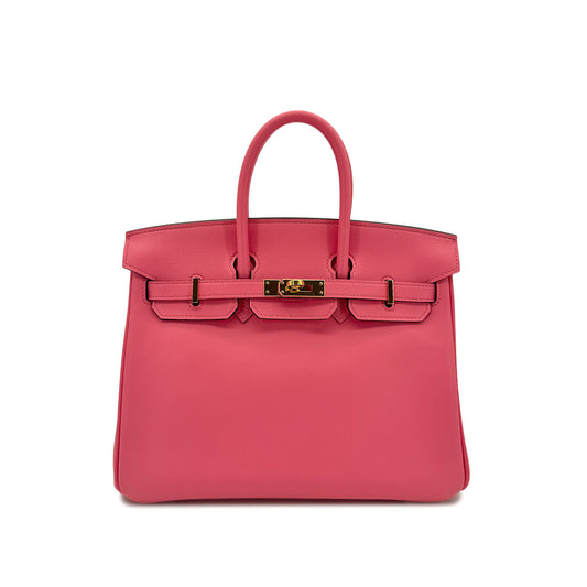 HERMES BIRKIN 25 ROSE AZALEE VEAU SWIFT HAND BAG C GHW 90298156