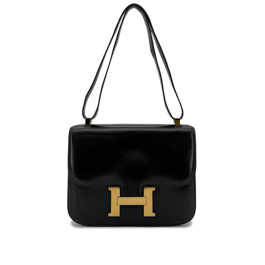 HERMES CONSTANCE 23 BLACK BOXCALF SHOULDER BAG 〇N GHW 90298157