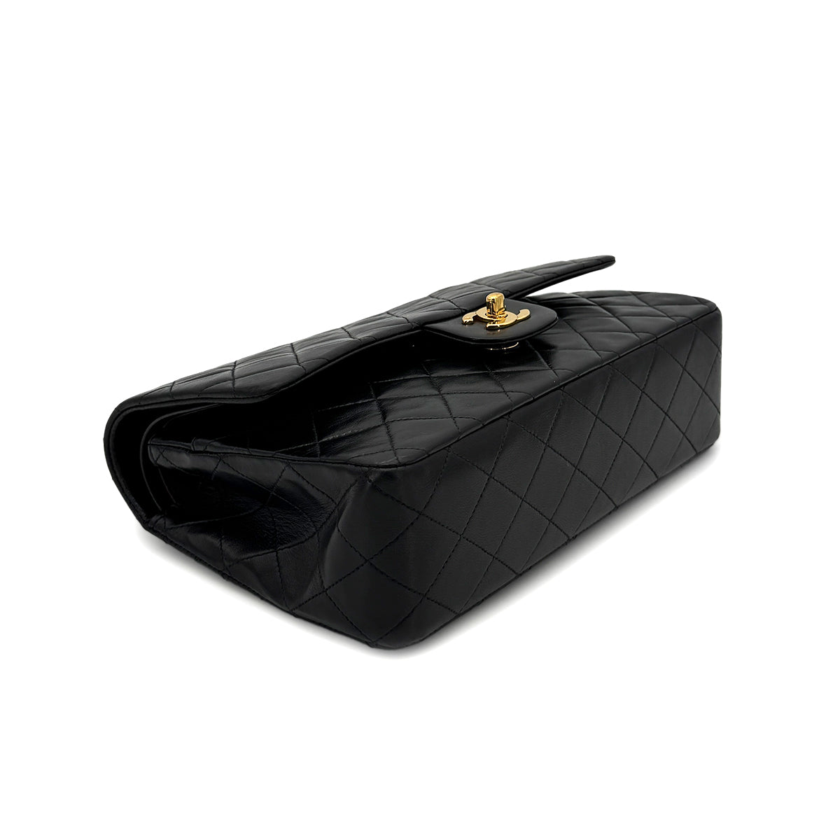 CHANEL VINTAGE CLASSIC FLAP MEDIUM CHAIN SHOULDER BAG BLACK LAMB SKIN 90298158