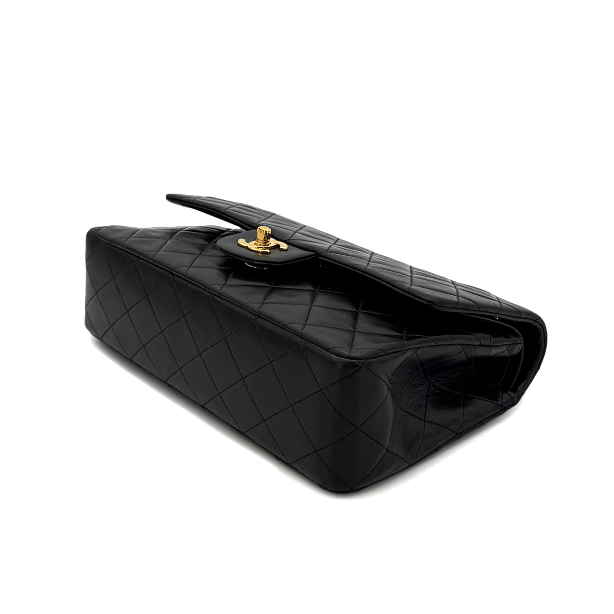 CHANEL VINTAGE CLASSIC FLAP MEDIUM CHAIN SHOULDER BAG BLACK LAMB SKIN 90298158