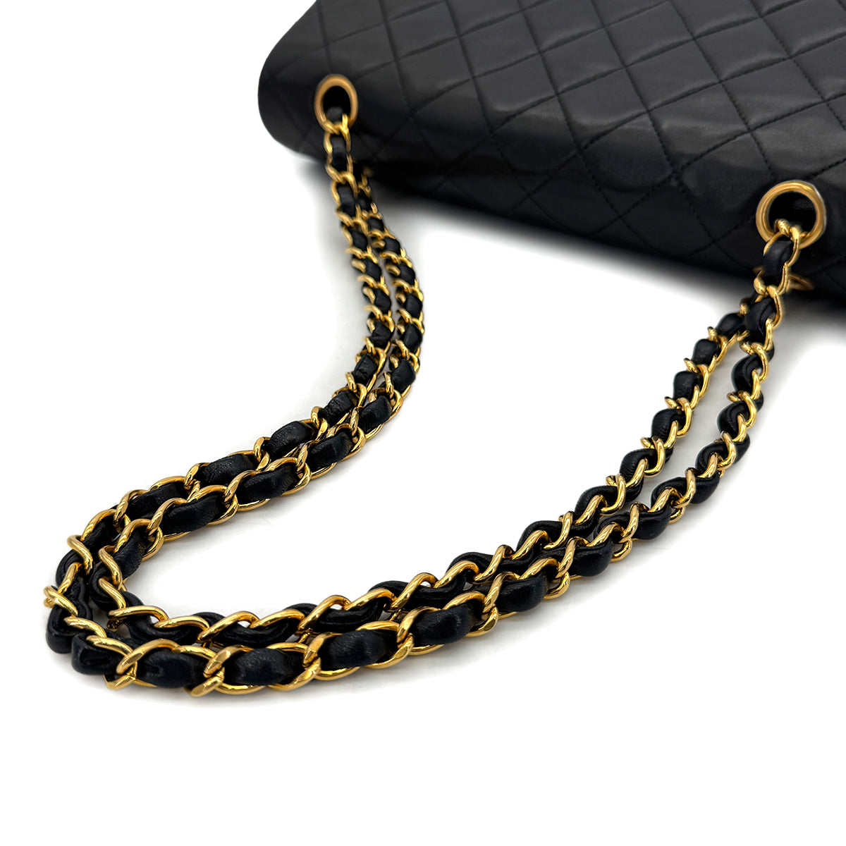 CHANEL VINTAGE CLASSIC FLAP MEDIUM CHAIN SHOULDER BAG BLACK LAMB SKIN 90298158