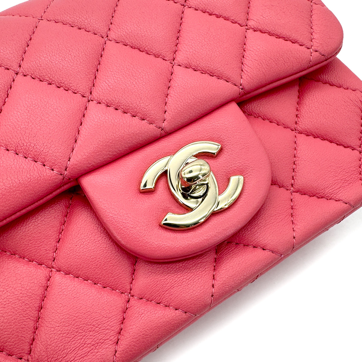 CHANEL VINTAGE MINI SQUARE 17 CHAIN SHOULDER BAG PINK LAMB SKIN 90298159