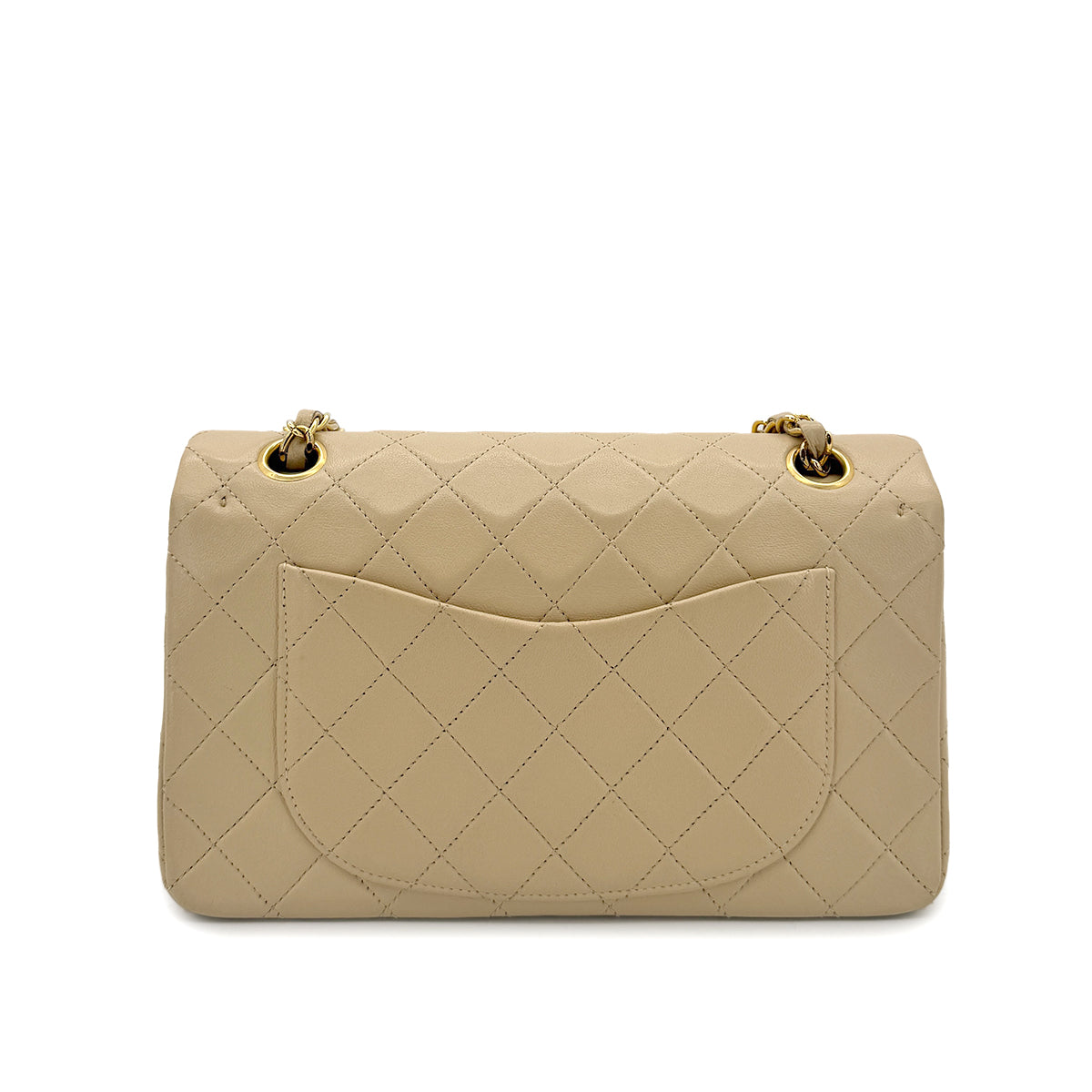 CHANEL VINTAGE CLASSIC FLAP SMALL CHAIN SHOULDER BAG BEIGE LAMB SKIN 90298161