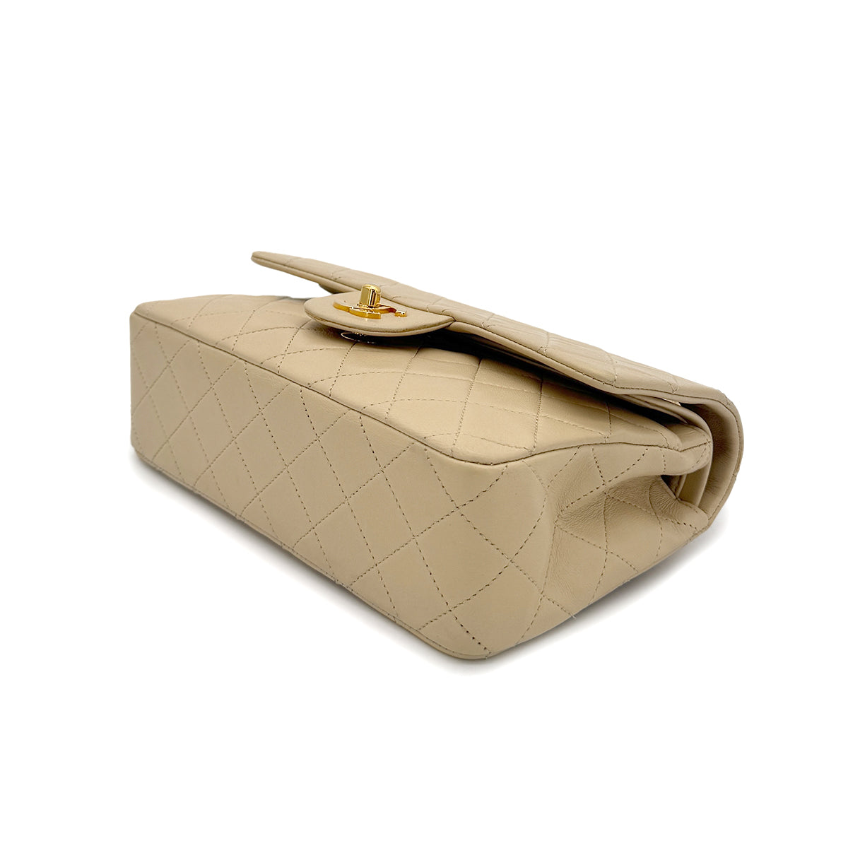 CHANEL VINTAGE CLASSIC FLAP SMALL CHAIN SHOULDER BAG BEIGE LAMB SKIN 90298161