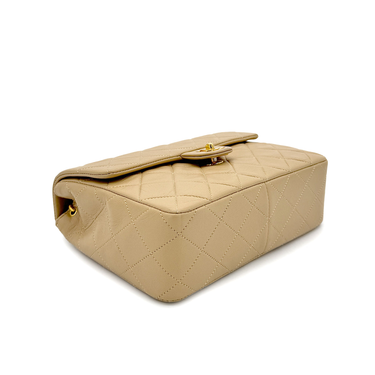 CHANEL VINTAGE MINI MATELASSE 20 CHAIN SHOULDER BAG BEIGE LAMB SKIN 90298162