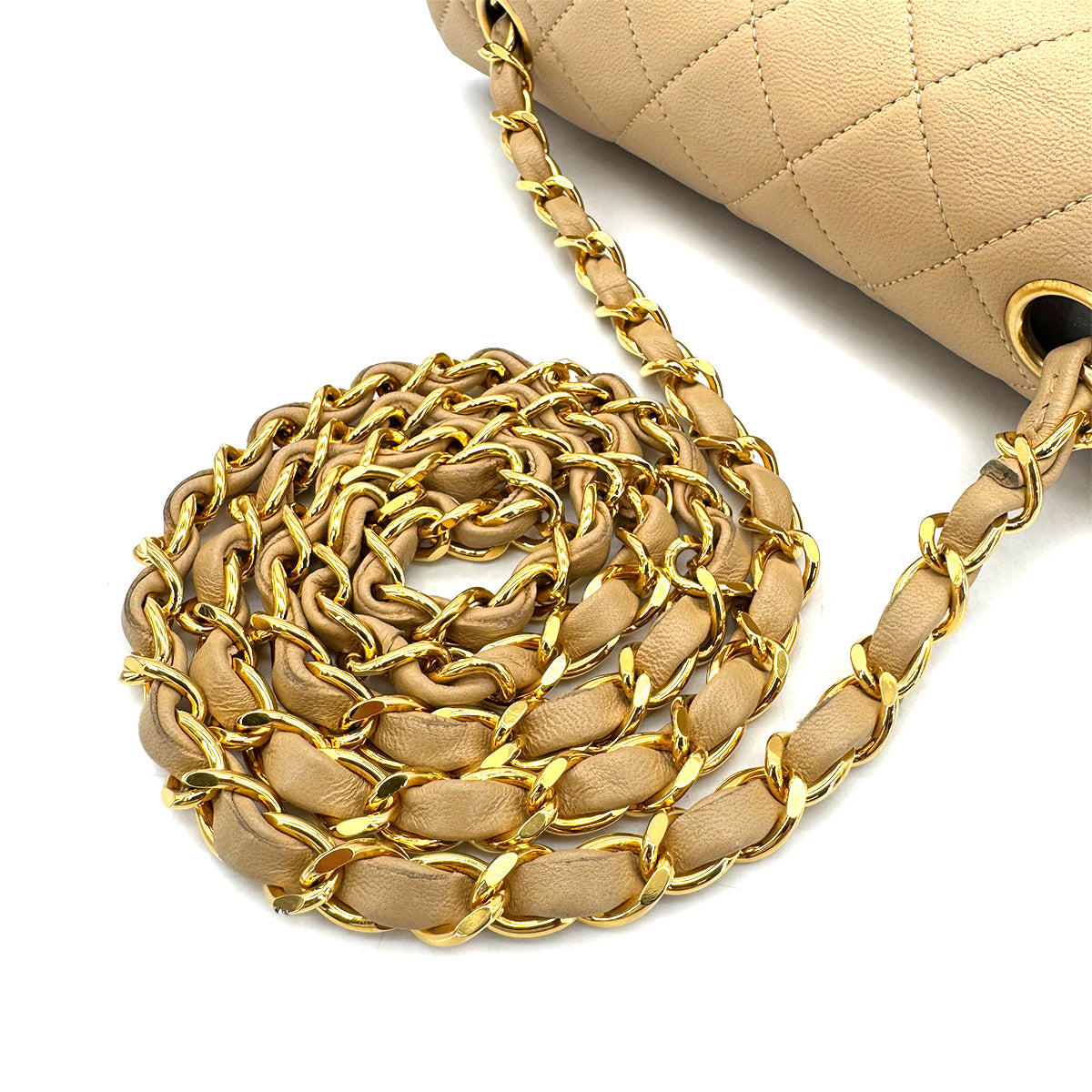 CHANEL VINTAGE MINI MATELASSE 20 CHAIN SHOULDER BAG BEIGE LAMB SKIN 90298162