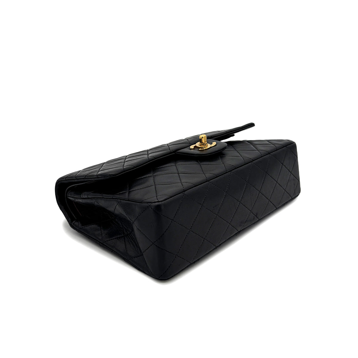 CHANEL VINTAGE CLASSIC FLAP MEDIUM CHAIN SHOULDER BAG BLACK LAMB SKIN 90298166