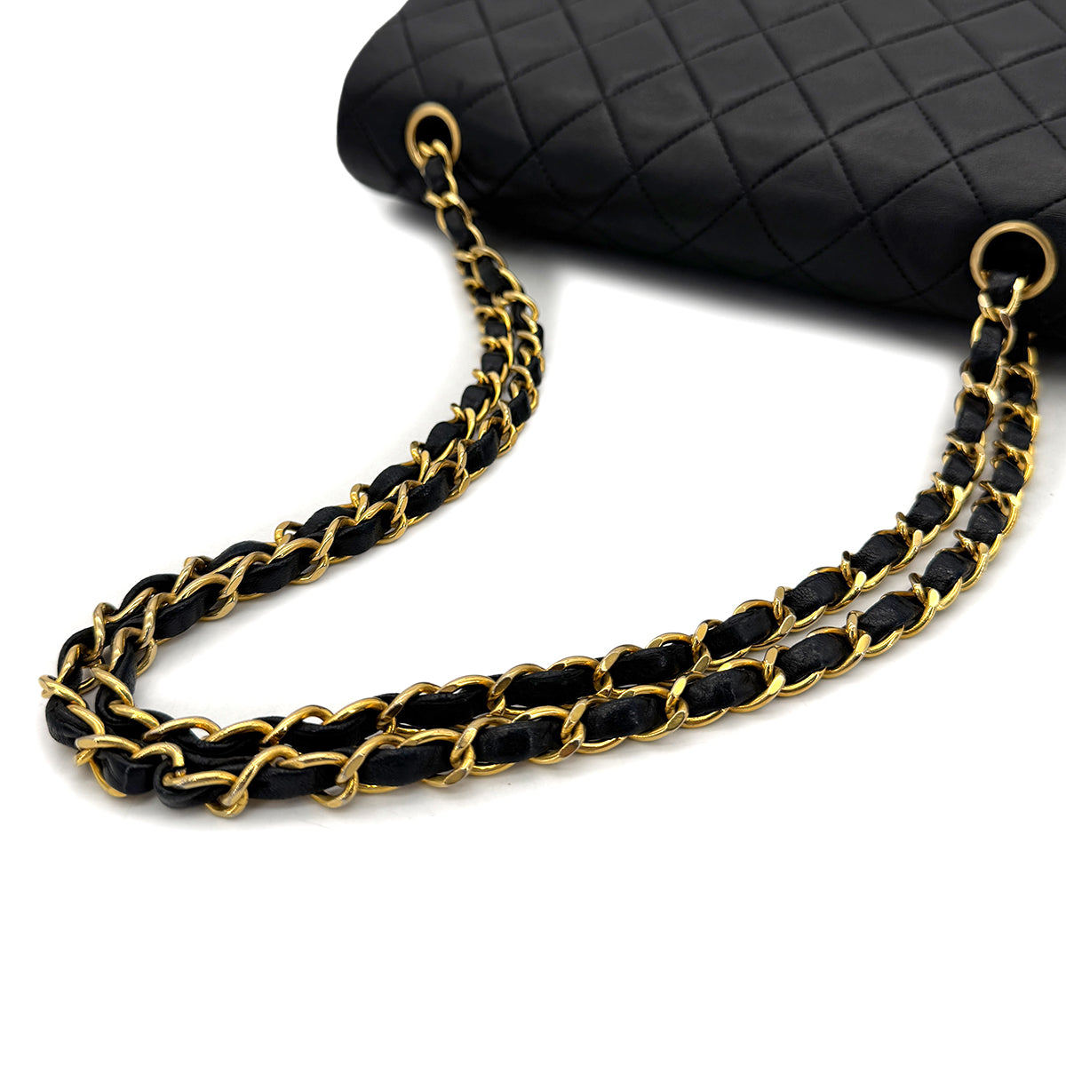 CHANEL VINTAGE CLASSIC FLAP MEDIUM CHAIN SHOULDER BAG BLACK LAMB SKIN 90298166