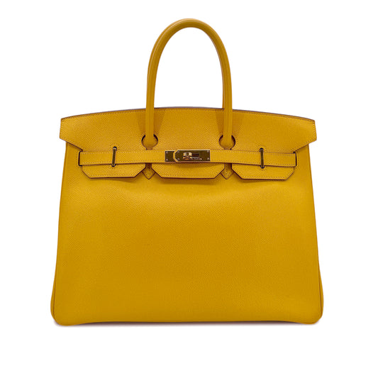 HERMES BIRKIN 35 JAUNE COURCHEVEL HAND BAG 〇Y GHW 90298313