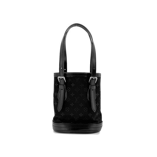 LOUIS VUITTON MONOGRAM SATIN LITTLE BUCKET HAND BAG BLACK M92144 90298314
