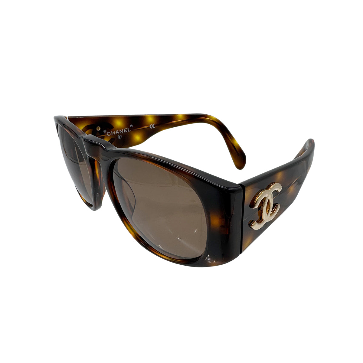 CHANEL VINTAGE SUNGLASSES COCOMARK TORTOISESHELL BROWN EYEWEAR 90298717