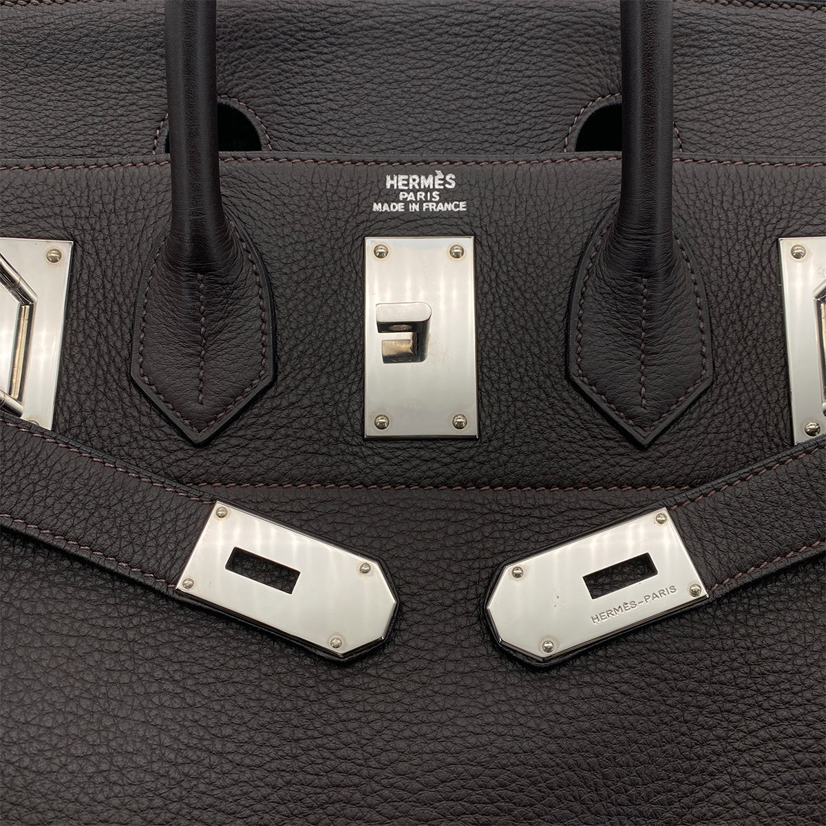 HERMES HAUT A COURROIES 50 MARRON FONCE TOGO HAND BAG □E SHW 90298721