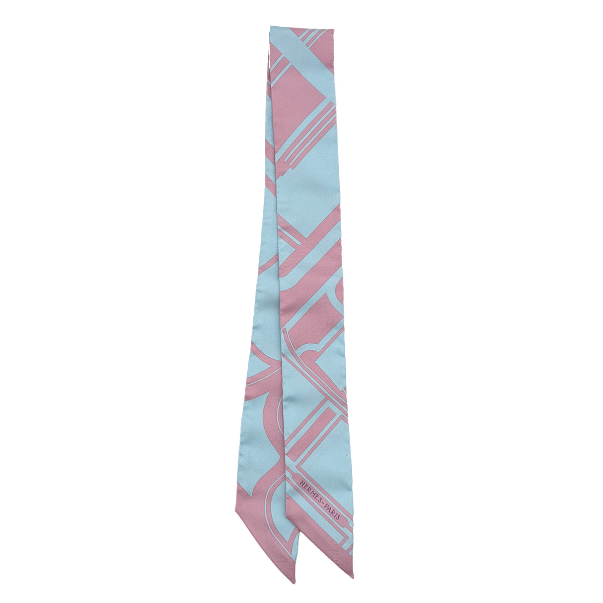 HERMES TWILLY SCARF LES COUPES TATTOO CIEL VIEUX ROSE SILK 90298742