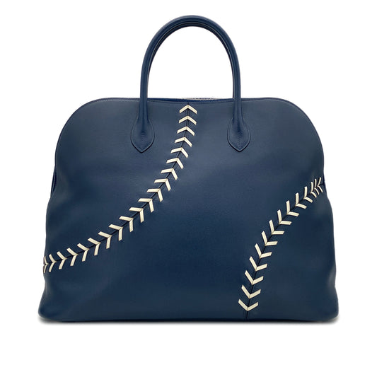 HERMES BOLIDE 1923 BASEBALL 45 BLUE DE MALTE EVERCOLOR HAND BAG C 90298745