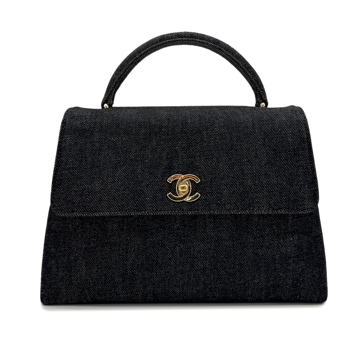 CHANEL VINTAGE HAND BAG BLACK DENIM 90298831
