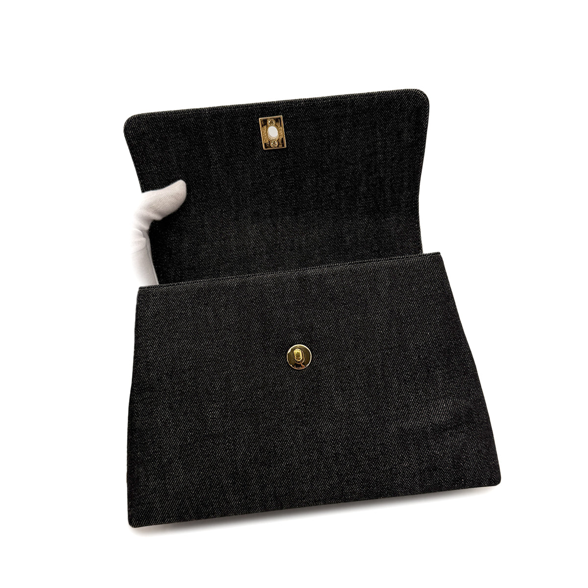 CHANEL VINTAGE HAND BAG BLACK DENIM 90298831