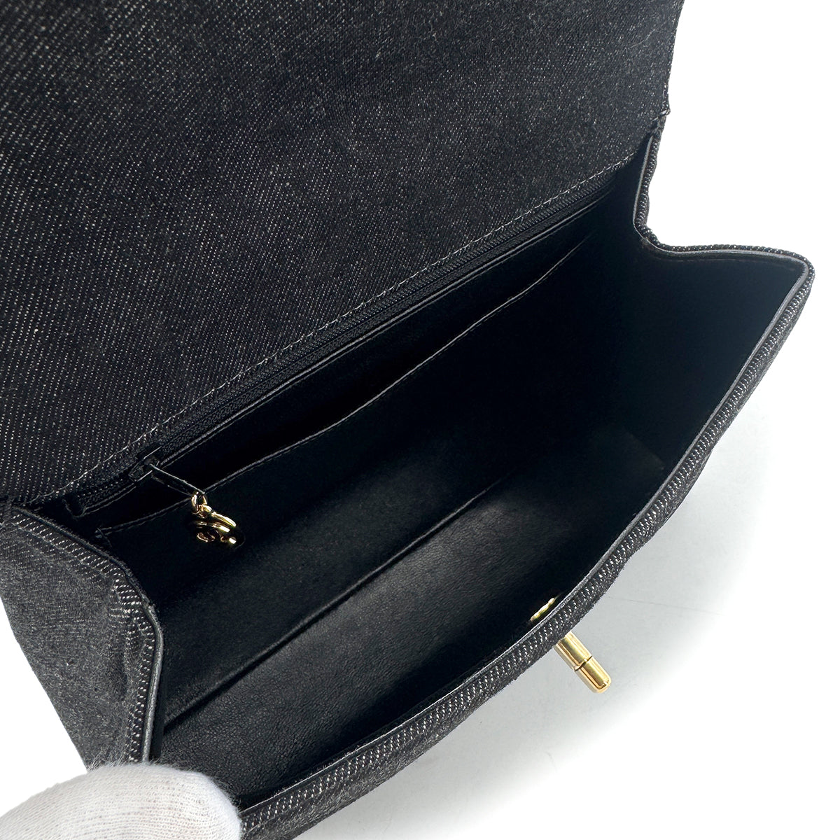 CHANEL VINTAGE HAND BAG BLACK DENIM 90298831