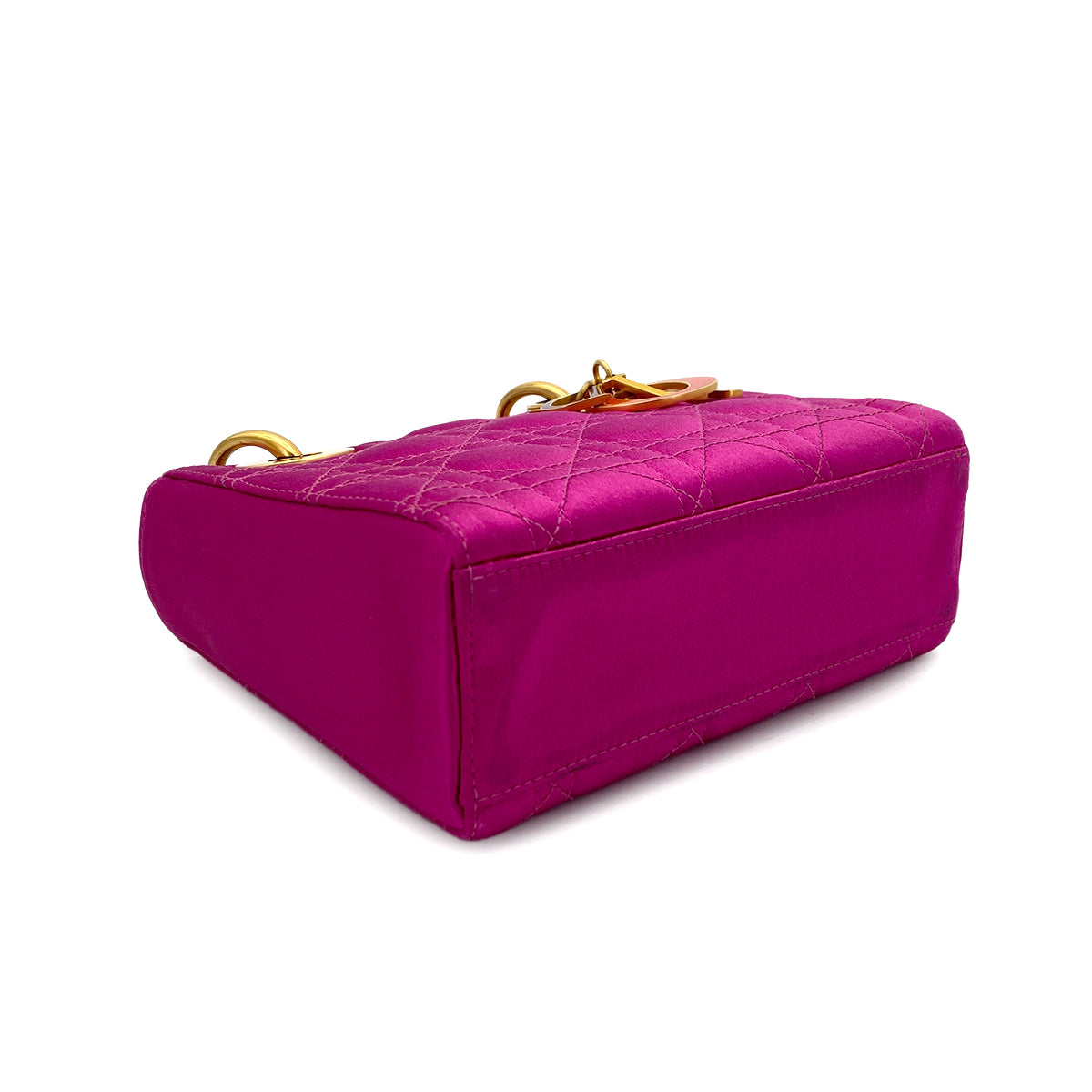 CHRISTIAN DIOR LADY DIOR MINI HAND BAG PINK SATIN 90298833