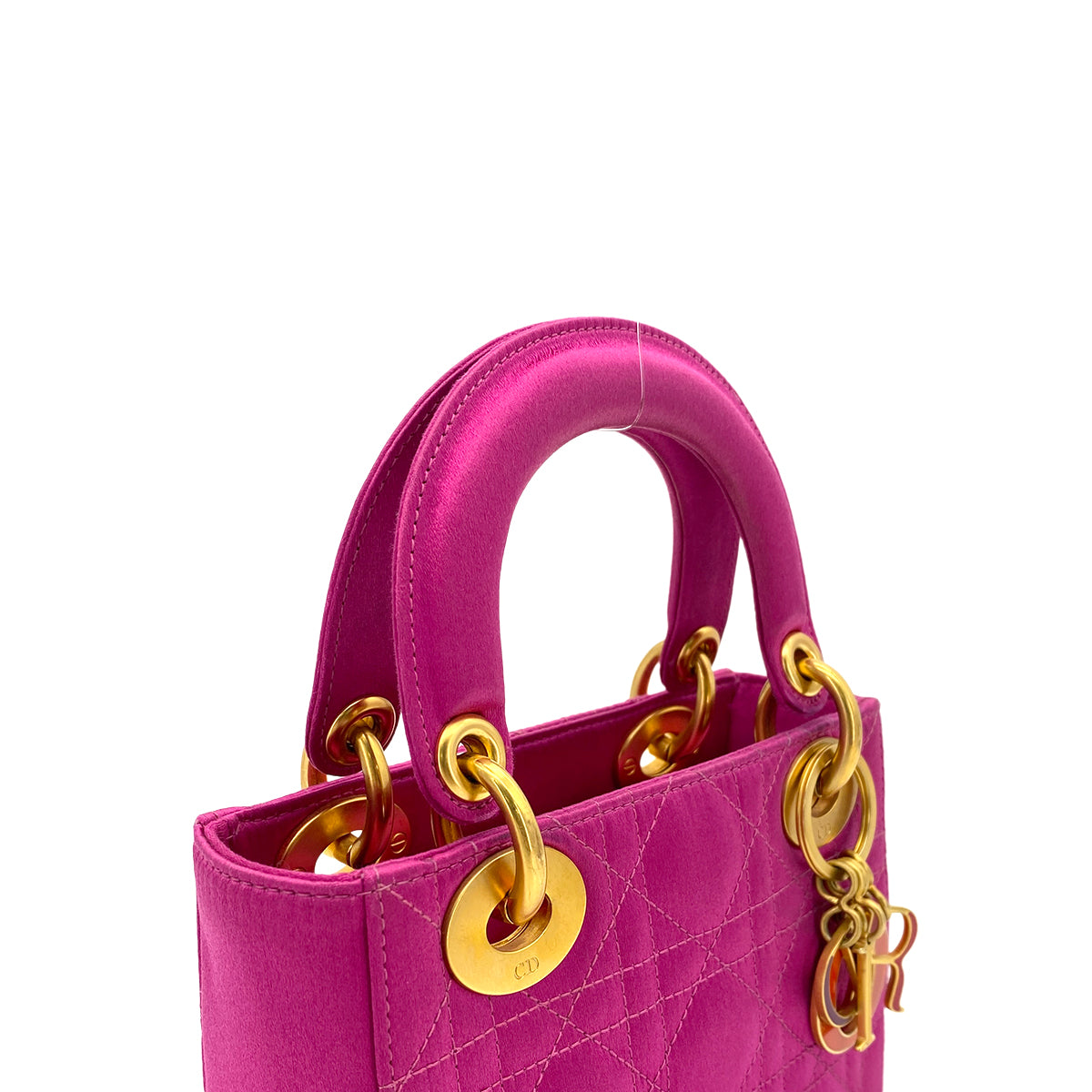 CHRISTIAN DIOR LADY DIOR MINI HAND BAG PINK SATIN 90298833