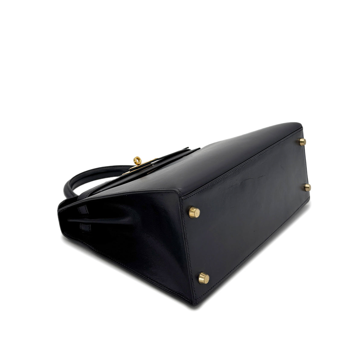 HERMES KELLY 28 SELLIER BLUE MARINE BOXCALF HAND SHOULDER BAG □B GHW 90299052