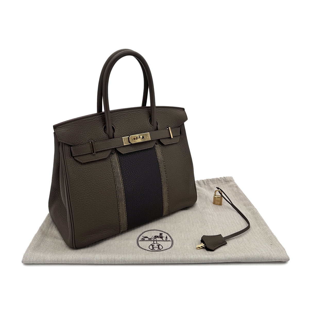 HERMES BIRKIN CLUB 30 ETAIN GRAPHITE GRIS FONCE TAURILLON CLEMENCE LIZARD HAND BAG □O GHW 90299054