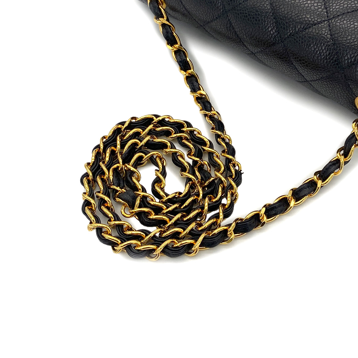 CHANEL VINTAGE DIANA MEDIUM CHAIN SHOULDER BAG BLACK CAVIAR SKIN 90299068