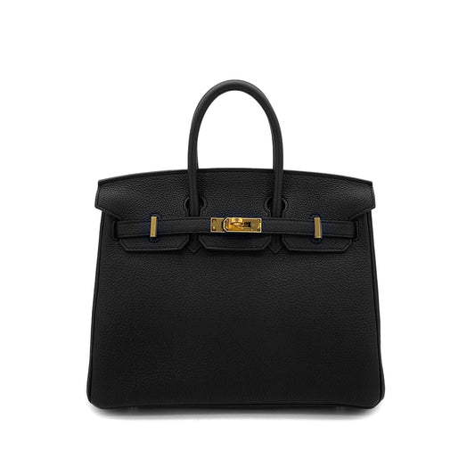 HERMES BIRKIN 25 VERSO BLACK TOUNDRA TOGO HAND BAG W GHW 90299073