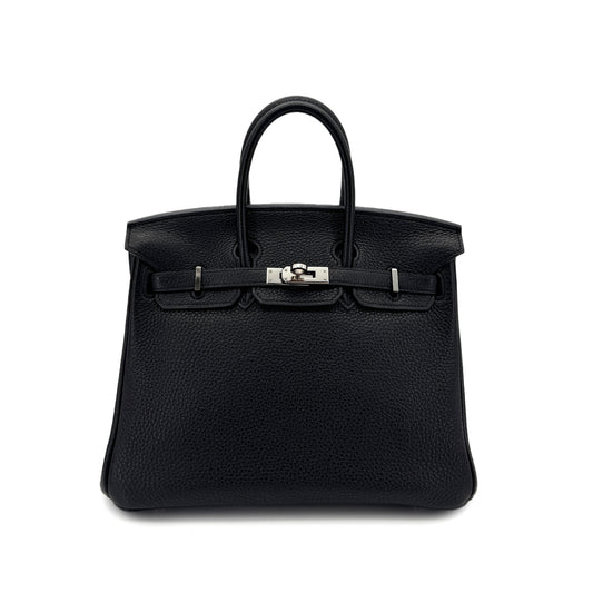 HERMES BIRKIN 25 BLACK TOGO HAND BAG □N SHW 90299077