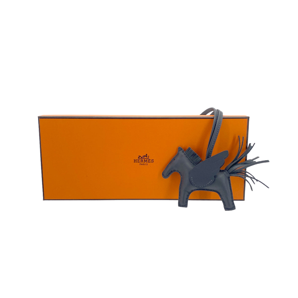HERMES BAG CHARM RODEO PEGASUS PM ARDOISE AGNEAU MILO W 90299095