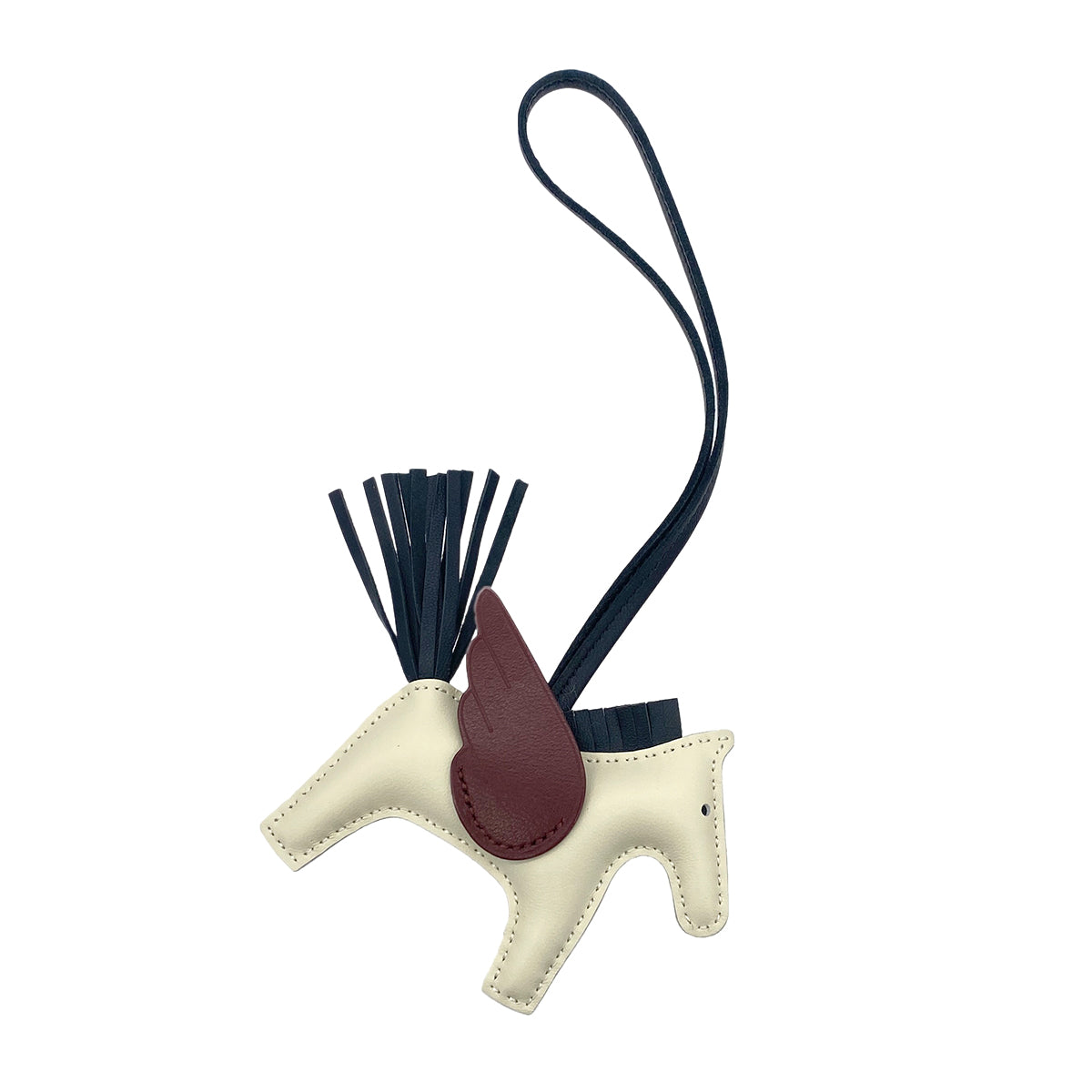 HERMES BAG CHARM RODEO PEGASUS PM CRAIE NOIR ROUGE H AGNEAU MILO W 90299096