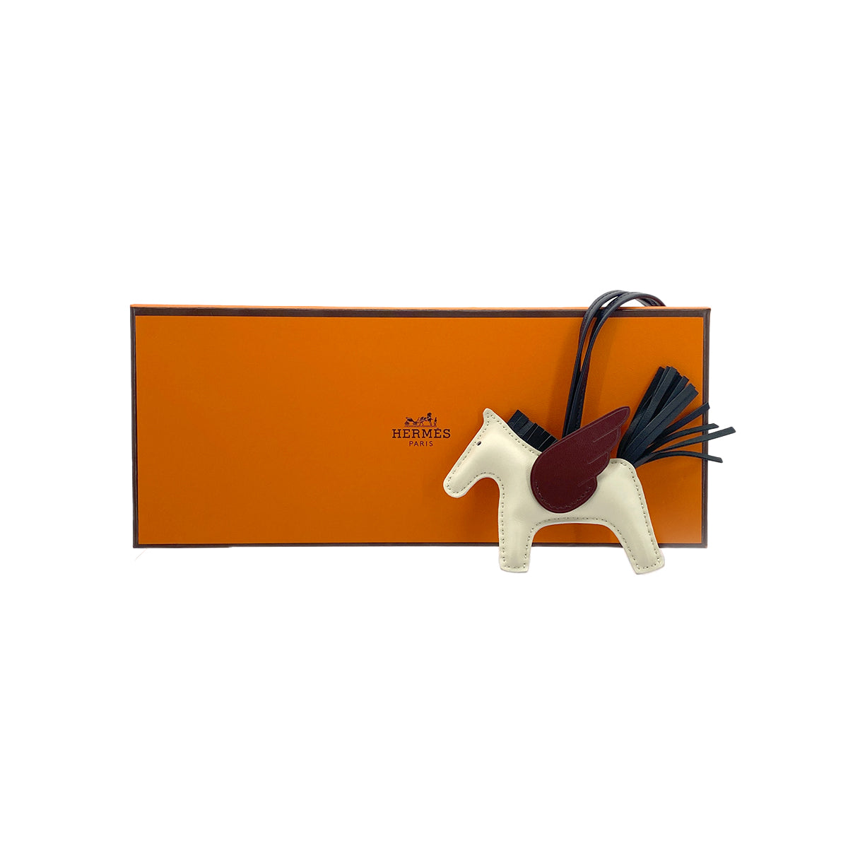 HERMES BAG CHARM RODEO PEGASUS PM CRAIE NOIR ROUGE H AGNEAU MILO W 90299096