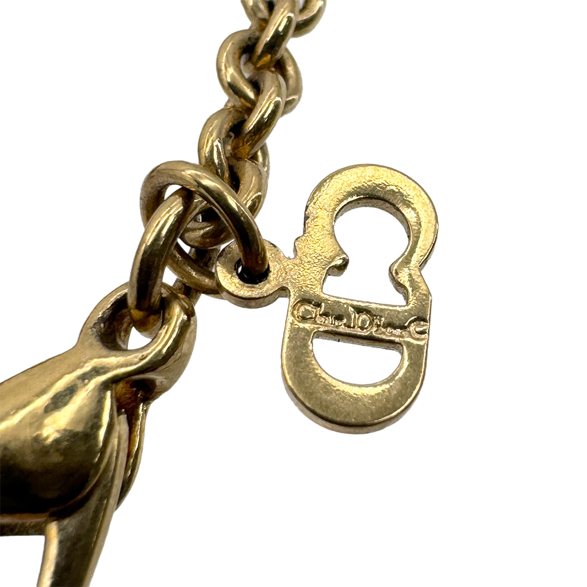 CHRISTIAN DIOR NECKLACE LOGO RHINESTONE GOLD ACCESSORY 90299115